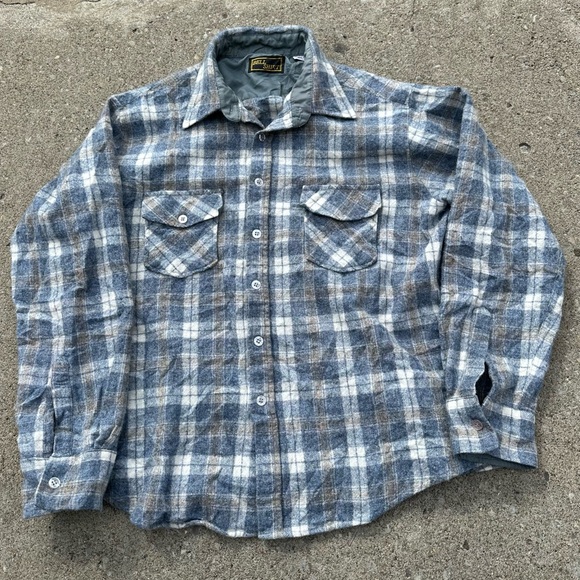 Vintage 80s wool bell shirt plaid flannel - Picture 1 of 5